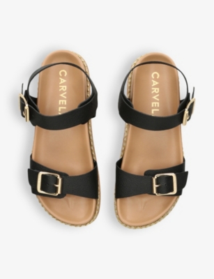 Shop Carvela Comfort Women's Black Sun Down Logo-embellished Leather Sandals