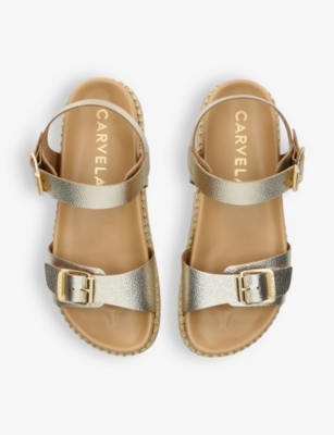Shop Carvela Comfort Women's Gold Sun Down Metallic-leather Sandals