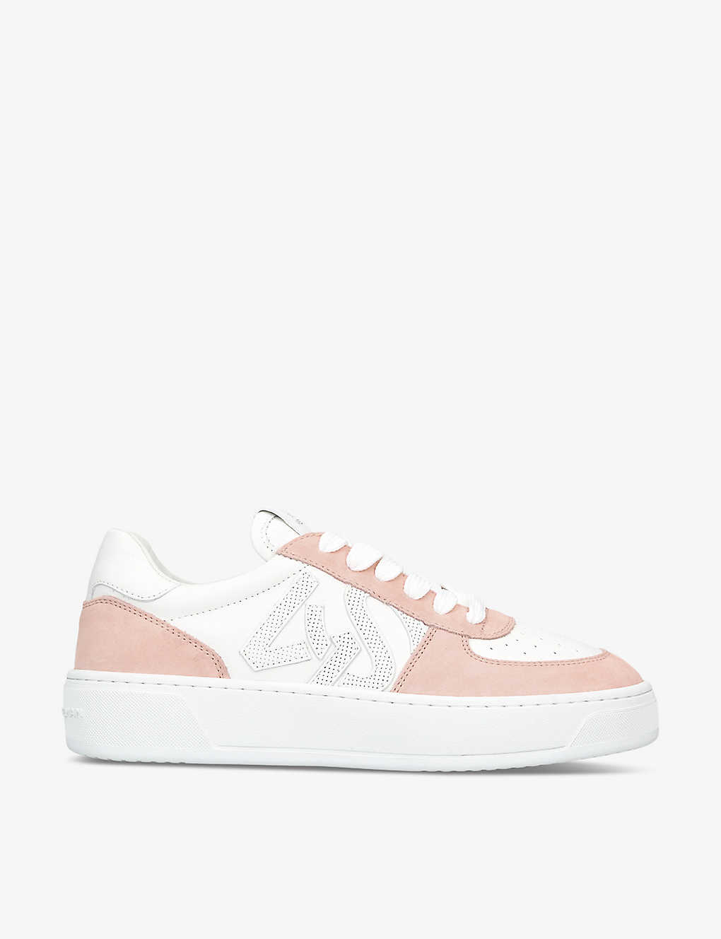 Shop Stuart Weitzman Women's White/oth Sw Courtside Monogram Leather And Suede Trainers