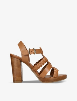 Carvela Comfort Womens Tan Krill Woven-strap Heeled Leather Sandals