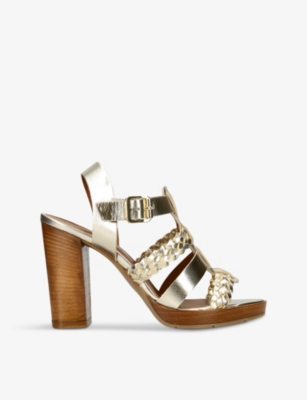 Carvela Comfort Womens Gold Krill Woven-strap Heeled Leather Sandals