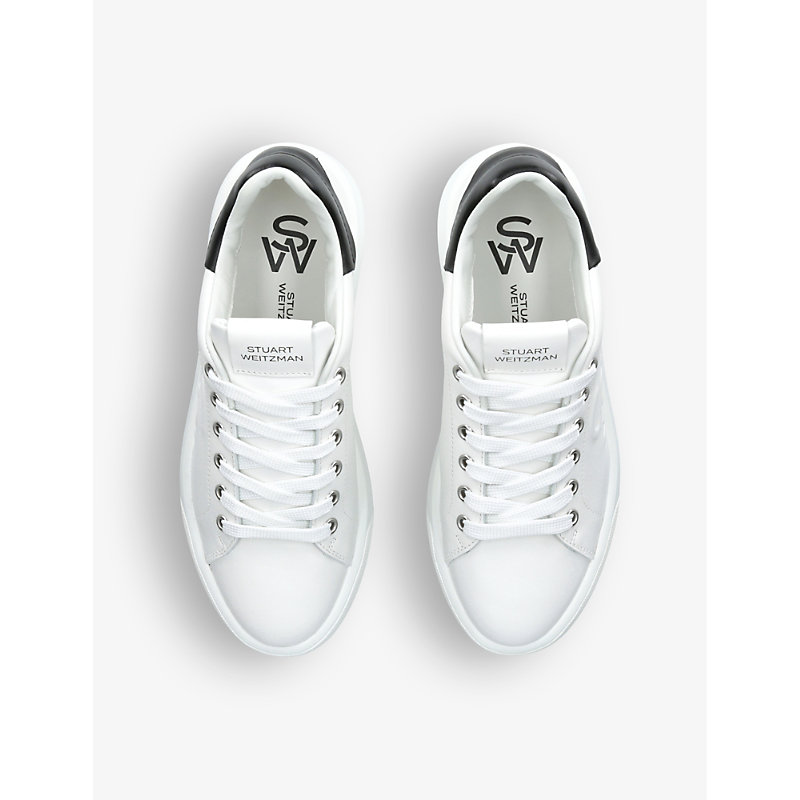 Shop Stuart Weitzman Women's White/comb Sw Pro Leather Low-top Trainers