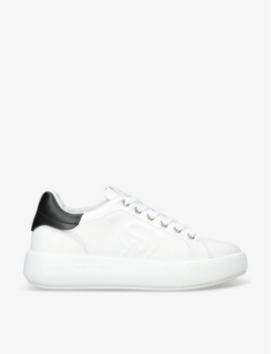 Shop Stuart Weitzman Women's White/comb Sw Pro Leather Low-top Trainers