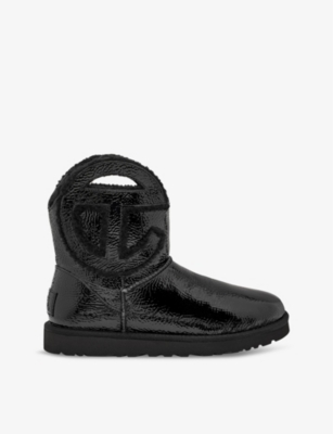 Shop Ugg X Telfar Crinkle-texture Leather Ankle Boots In Black