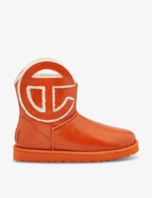 Shop Ugg X Telfar Men's Tan Crinkle-texture Leather Ankle Boots