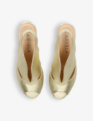 Carvela Comfort Womens Gold Comb Arabella Slingback Metallic-leather Heels In Gold Comb