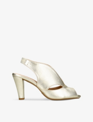 Shop Carvela Comfort Arabella Slingback Metallic-leather Heels In Gold Comb