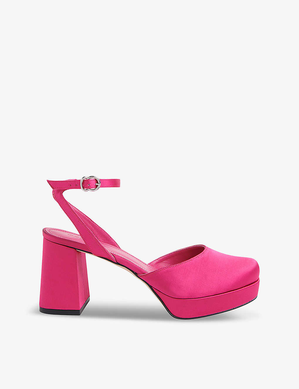 Whistles Womens Pink Estella Platform-sole Heeled Satin Sandals