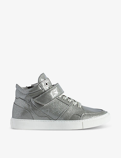 ZADIG&VOLTAIRE: Flash Infinity glitter patent-leather mid-top trainers