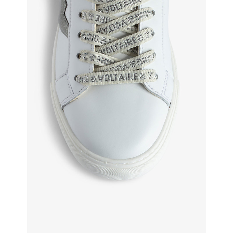 Shop Zadig & Voltaire Zadig&voltaire Womens Silver La Flash Bolt-panel Low-top Leather Trainers