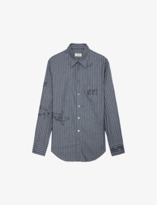 ZADIG&VOLTAIRE: Taskiz diamante-logo stripe organic-cotton shirt