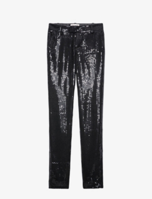 ZADIG&VOLTAIRE: Prune sequin-embellished stretch woven-blend trousers