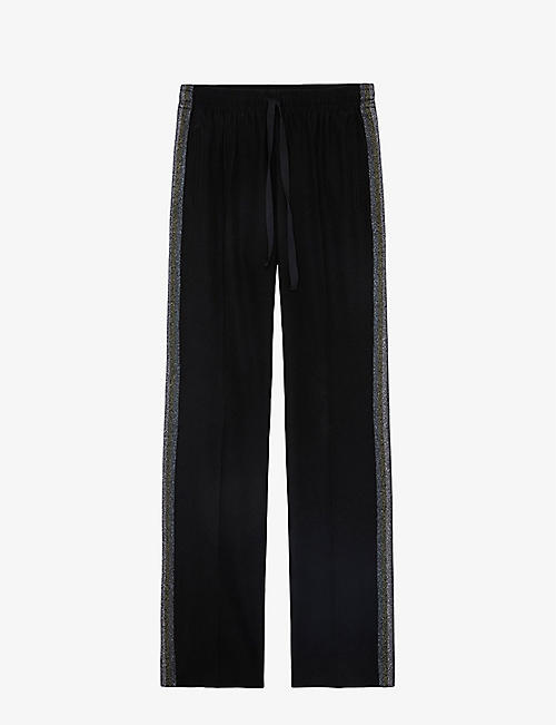 ZADIG&VOLTAIRE: Pomy glitter-stripe high-rise crepe trousers