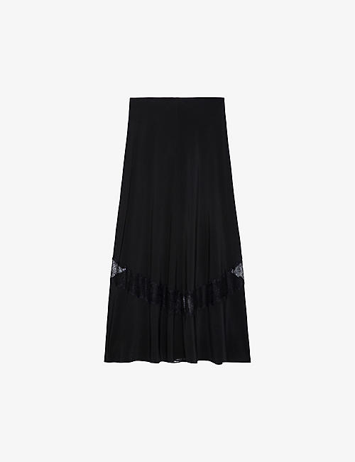 ZADIG&VOLTAIRE: Jaylal lace-embroidered flared-hem silk midi skirt