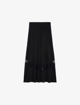 Zadig & Voltaire Jaylal Silk Skirt In Noir