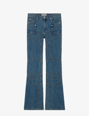 Zadig & Voltaire Zadig&voltaire Women's Light Blue Elvira Overstitched Loose-leg Mid-rise Stretch-denim Jeans