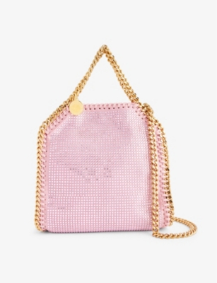 Stella Mccartney Womens Light Pink Falabella Tiny Woven Shoulder Bag