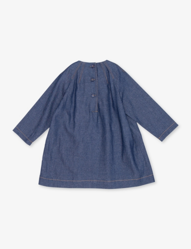 Malika pocket-embroidered cotton mini dress 3-12 years