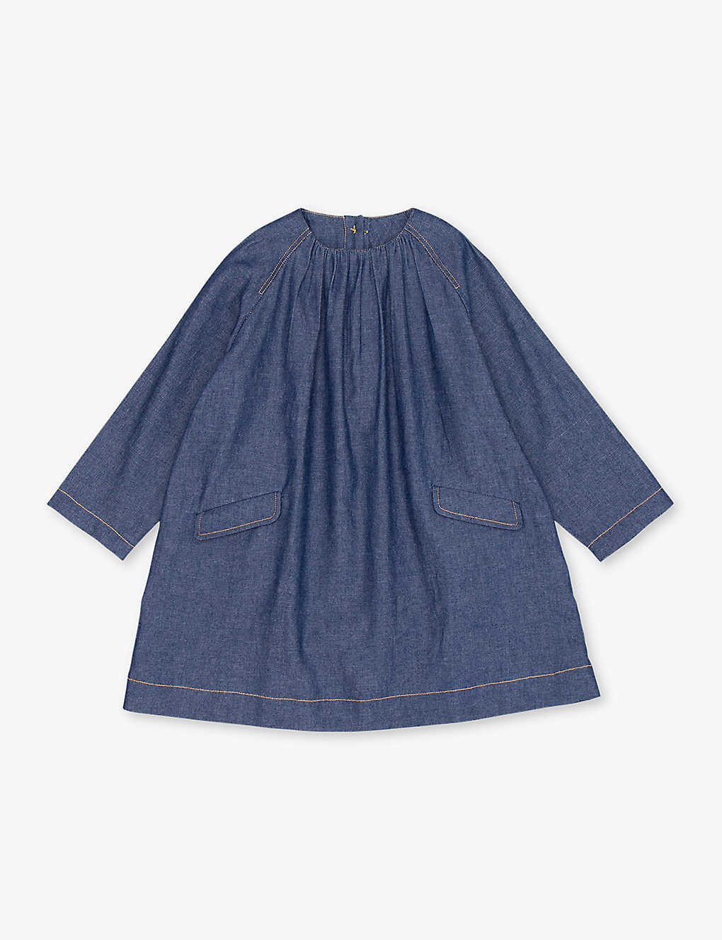 Caramel Girls Midnight Blue Kids Malika Pocket-embroidered Cotton Mini Dress 3-12 Years