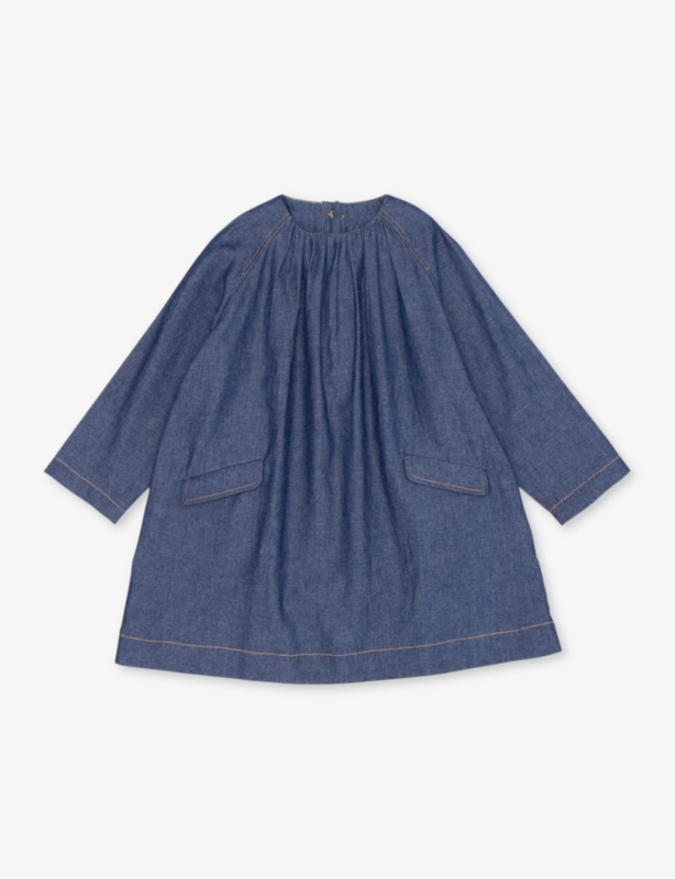 Malika pocket-embroidered cotton mini dress 3-12 years