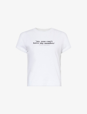 Off-white Text-print Short-sleeve Cotton-jersey T-shirt In White Black