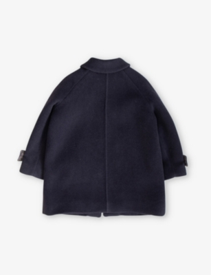 Caramel Dark Navy Everest Buttoned-cuffs Collared Wool Coat 3-8 Years In Dark Navy