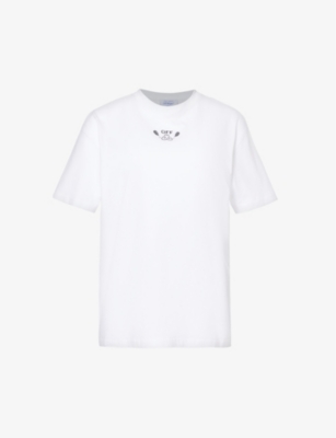 Shop Off-white C/o Virgil Abloh Women's White Bandana Arrow Brand-embroidered Cotton-jersey T-shirt
