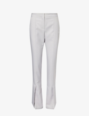 Shop Off-white C/o Virgil Abloh Women's Artic Ice Corporate Tech Brand-print Slim-fit Woven Trousers