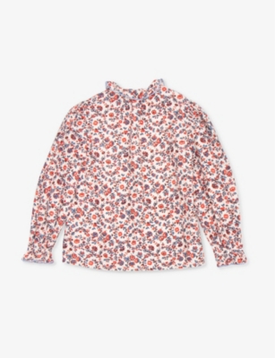 Shop Caramel Madison Floral-print Long-sleeve Cotton Blouse 3-12 Years In Cream Floral