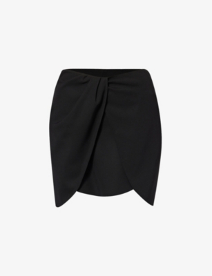 Shop Off-white C/o Virgil Abloh Women's Black Twist Mid-rise Wool Mini Skirt