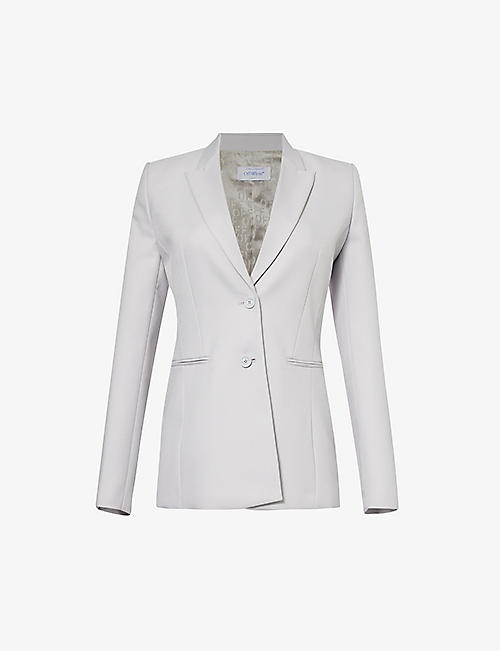 OFF-WHITE C/O VIRGIL ABLOH: Corporate Tech brand-print single-breasted woven blazer