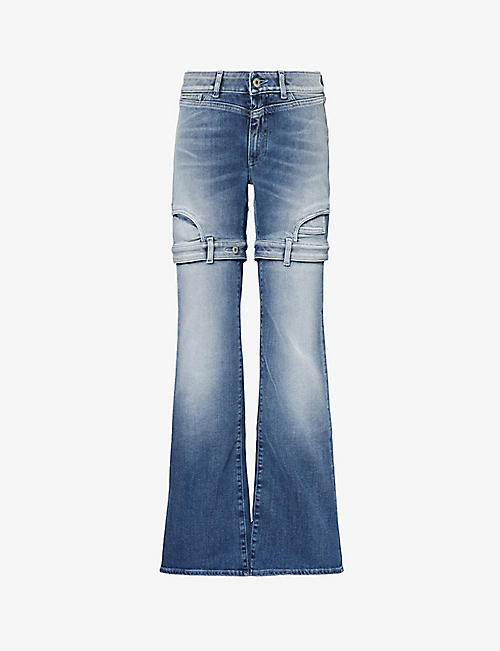OFF-WHITE C/O VIRGIL ABLOH: Upside Down flared-leg mid-rise stretch-denim jeans