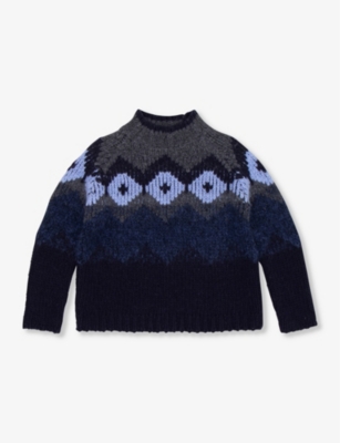 Caramel Babies'  Multi Blue Luna Fair-isle Wool And Mohair-blend Jumper 3-12 Years