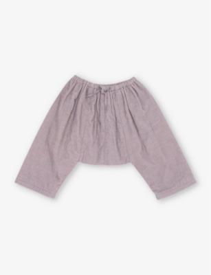 Caramel Babies'  Dove Grey Linum Stripe-pattern Elasticated-waist Cotton Trousers 1-2 Years