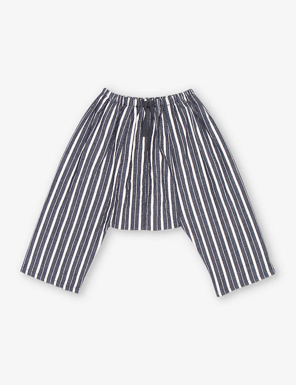 Caramel Babies'  Grey Stripe Linum Stripe-pattern Elasticated-waist Cotton Trousers 1-2 Years