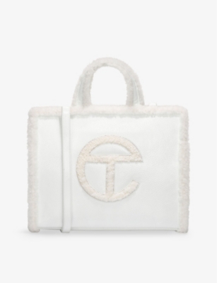 UGG X TELFAR - Ugg x Telfar medium crinkled-leather sheepskin-trim tote bag  | Selfridges.com