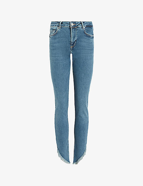 ALLSAINTS: Dax asymmetric-hem skinny high-rise stretch-denim jeans
