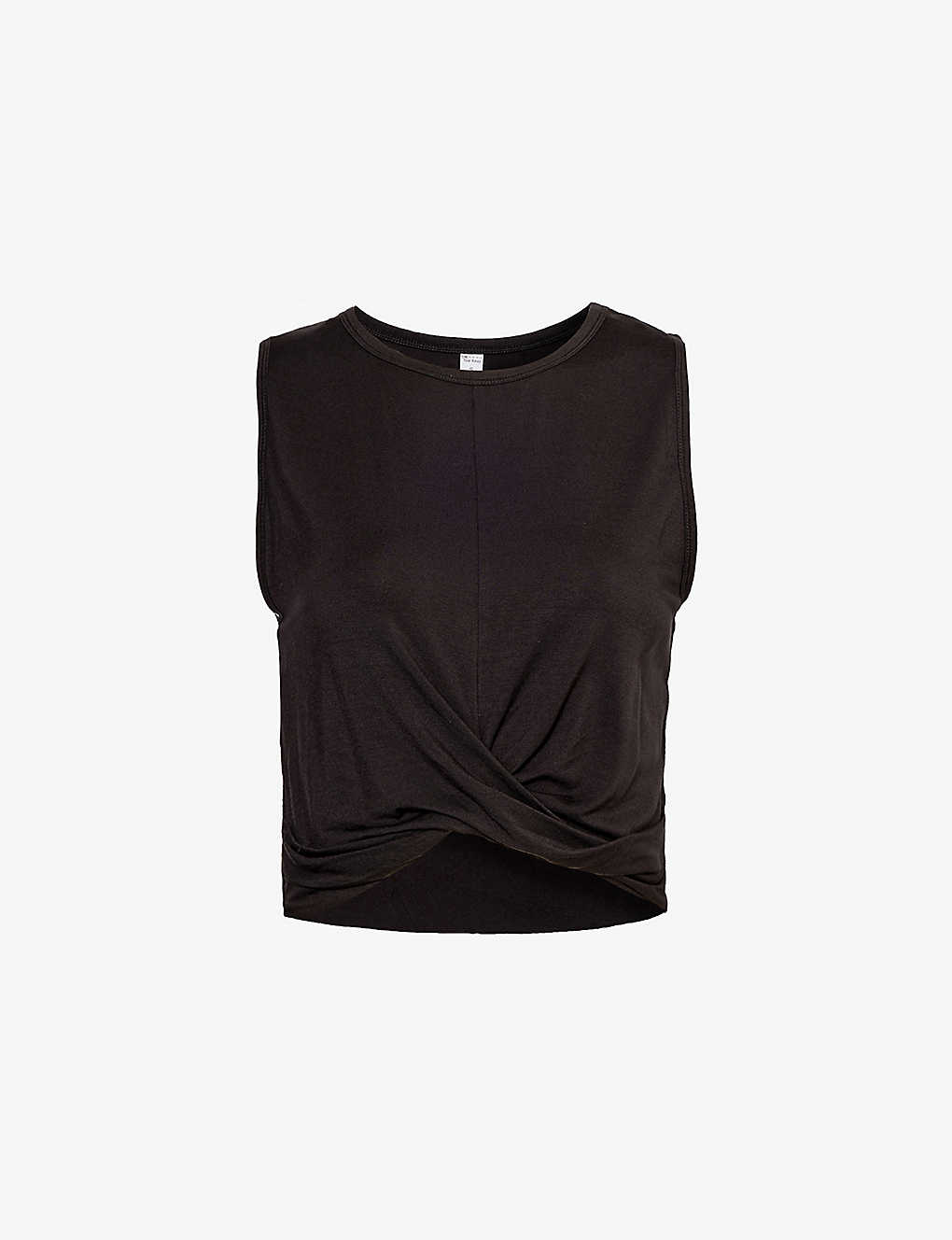 Shop Alo Yoga Womens Black Cover Scoop-neck Stretch-woven Top