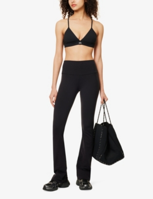 Alo Yoga Womens Black Airbrush Bootcut-leg High-rise Stretch-woven Leggings In Black