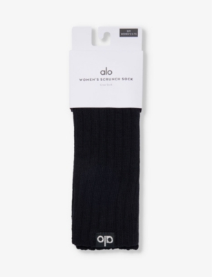 ALO YOGA: Logo-patch crew-length cotton-blend socks