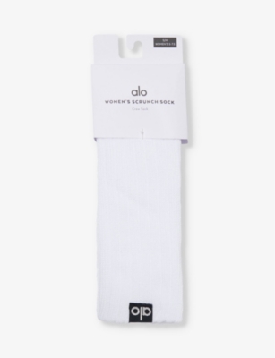 ALO YOGA: Logo-patch crew-length cotton-blend socks