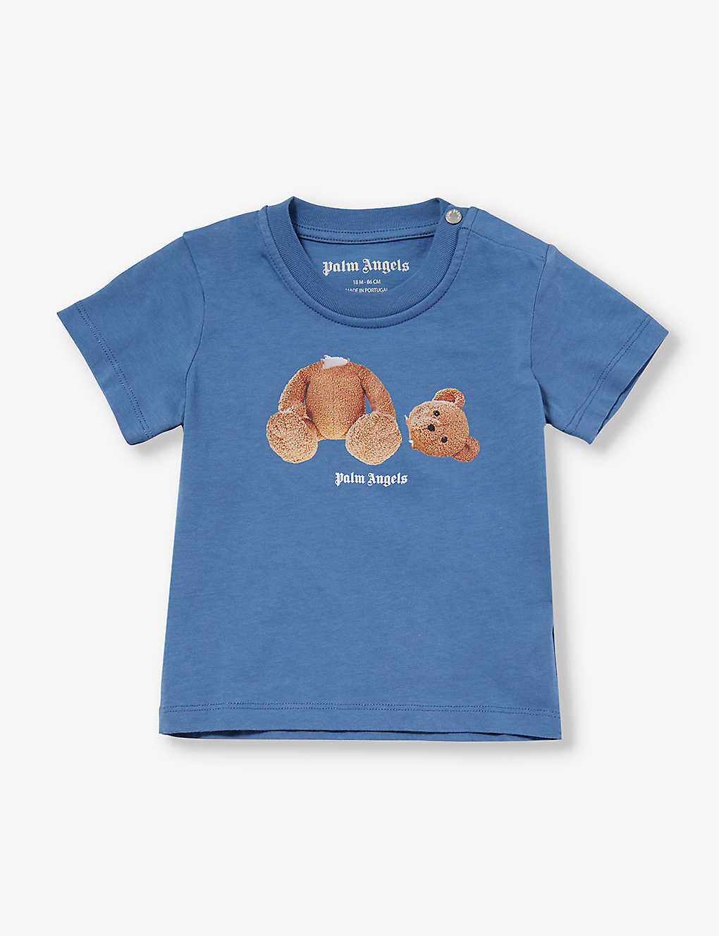 Palm Angels Babies'  Blue Brown Bear-print Cotton-jersey T-shirt 6-36 Months