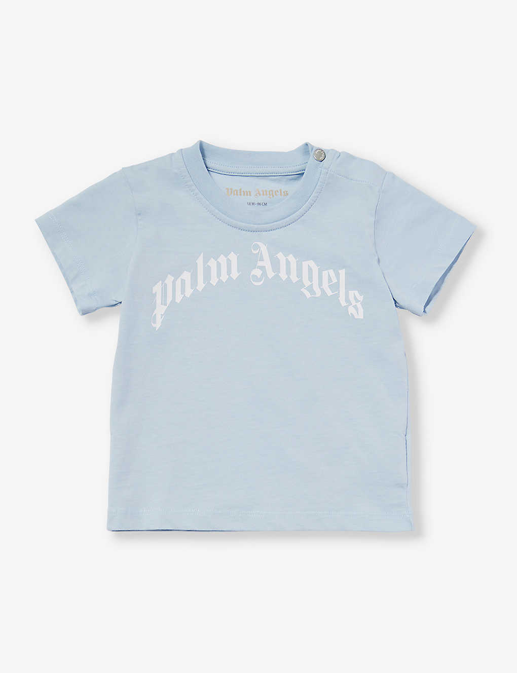 Palm Angels Baby Blue White Logo Text-print Cotton-jersey T-shirt 6-36 Months