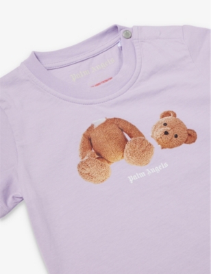 Shop Palm Angels Light Lilac Brown Bear-print Cotton-jersey T-shirt 6- 36 Months