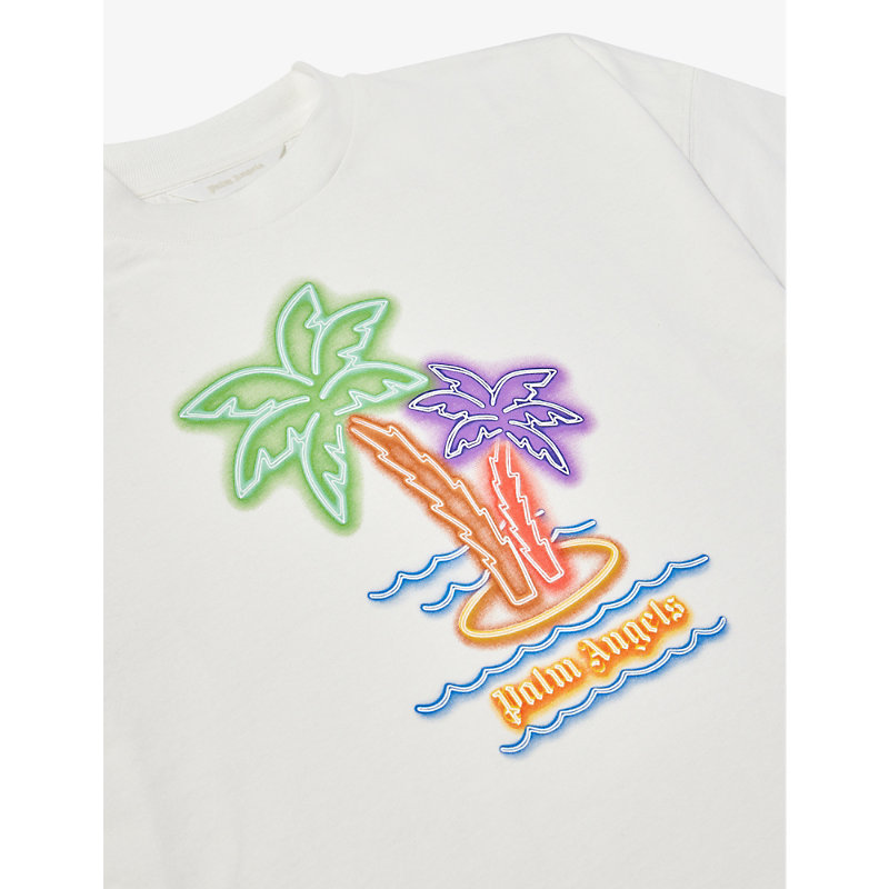 Shop Palm Angels Boys Off White Mi Kids Neon Palm Graphic-print Cotton-jersey T-shirt 4-12 Years