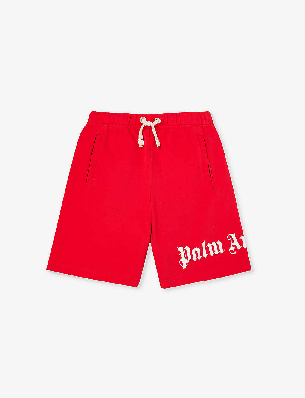 Palm Angels Boys Red White Kids Logo-print Cotton-jersey Shorts 8-12 Years