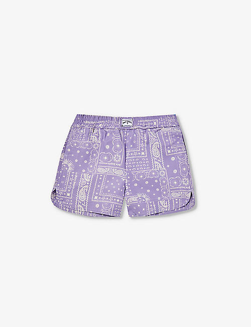 PALM ANGELS: Paisley brand-patch woven shorts 8-12 years