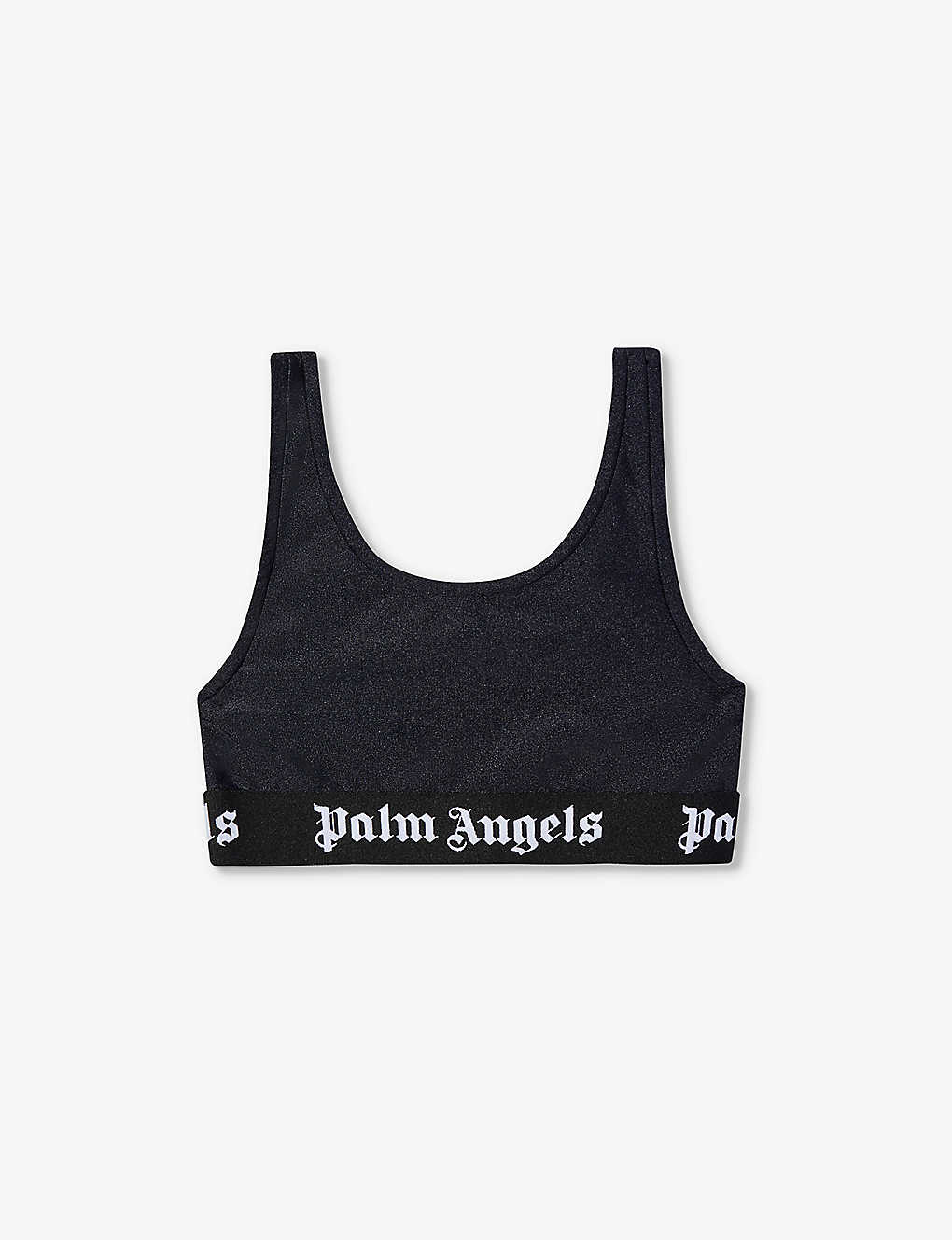 Palm Angels Girls Black Black Kids Scoop-neck Stretch-woven Top 8-12 Years