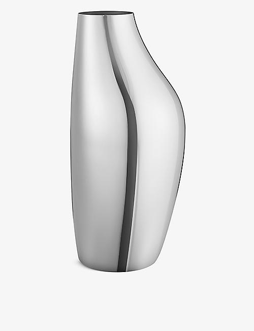 GEORG JENSEN: Sky floor mirrored-polished stainless-steel vase 45.9cm