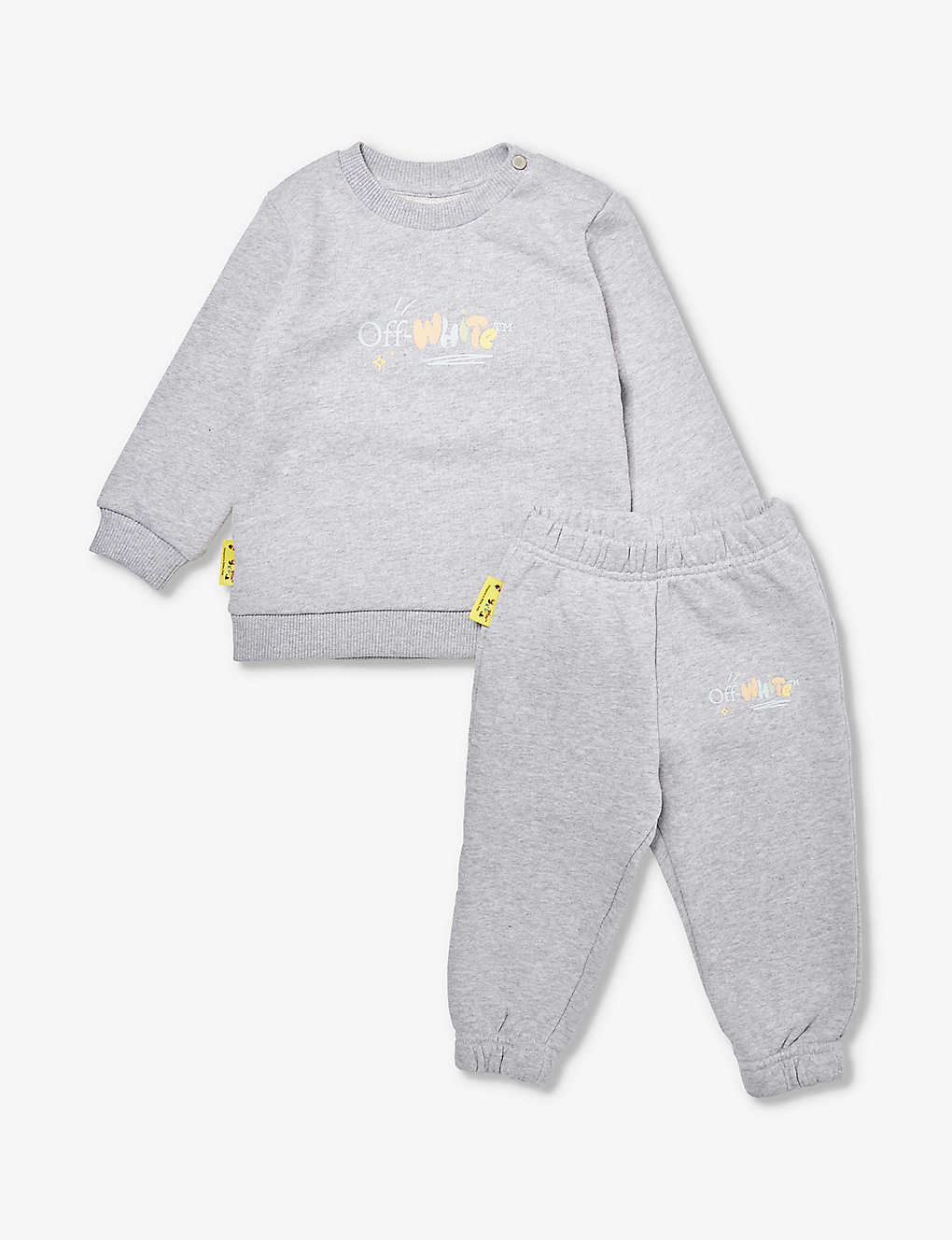 Off-white Babies' Logo-print Cotton-jersey Tracksuit 9-36 Months In Grey